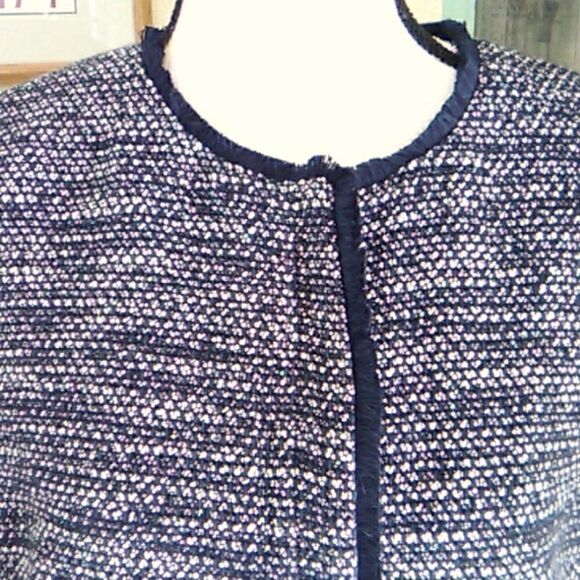 Talbots Tweed Jacket With Fringe Trim - Picture 2 of 13